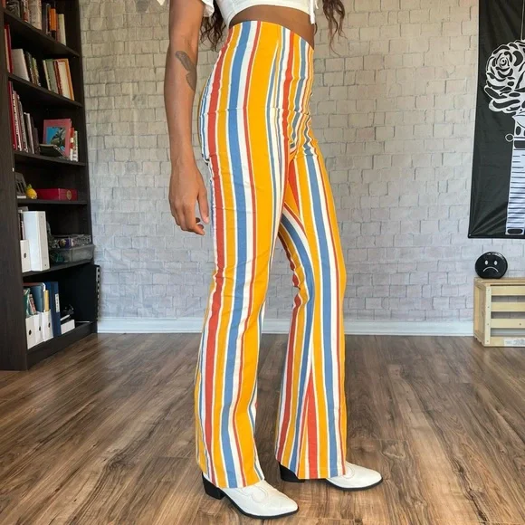 Free People Striped Split Flares - Picture 6 of 8